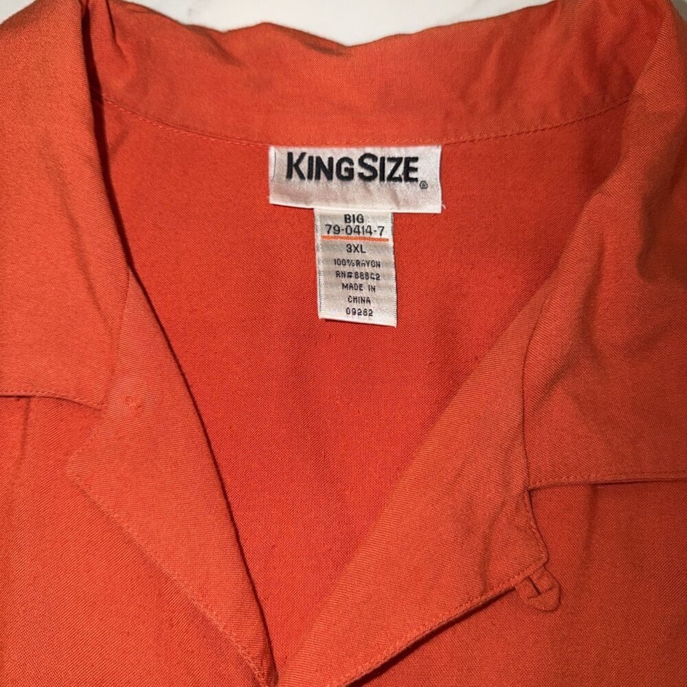 King Size Men’s Short Sleeve Button Down Camp Shirt Orange 3XL - Picture 3 of 5